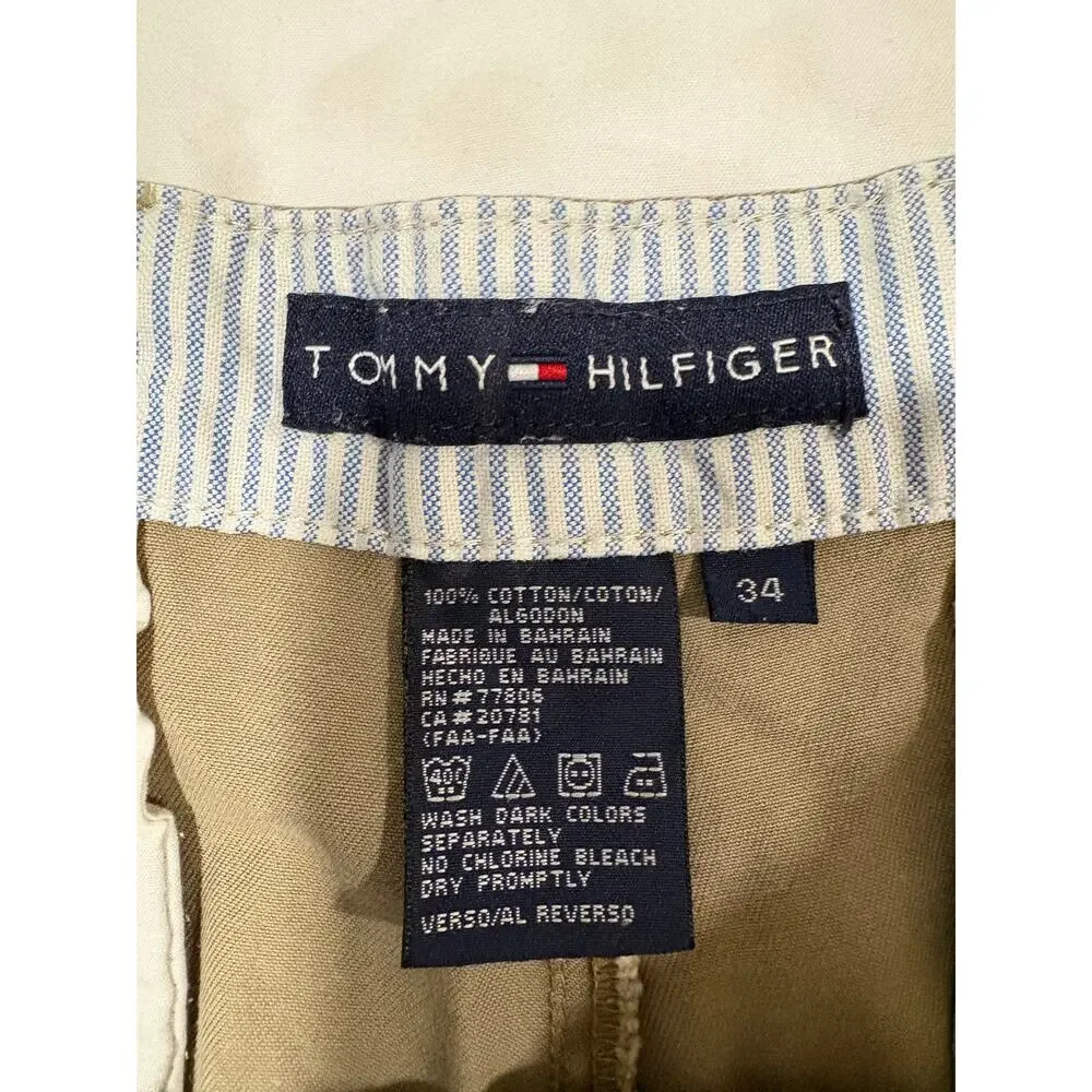 Tommy Hilfiger 100% Cotton Khaki Pleated Men’s Shorts Size 34